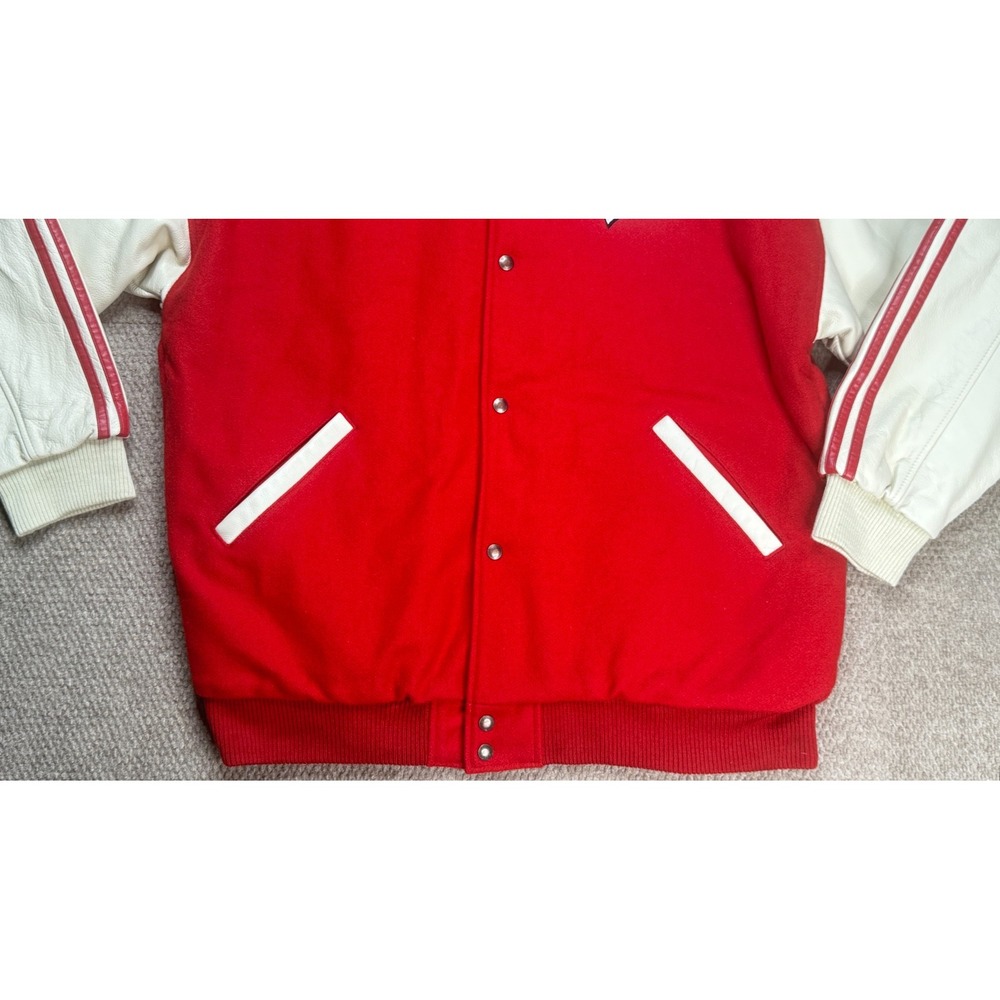 Adidas Vtg Rare NCAA Univ of Wisconsin Badgers Leather Varsity Jacket Size XL - Picture 3 of 7